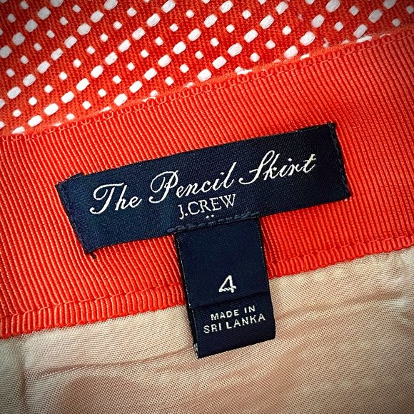 J. Crew Orange Dot Dot Dash Pencil Skirt - Picture 8 of 10